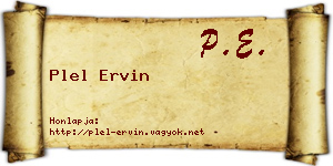 Plel Ervin névjegykártya